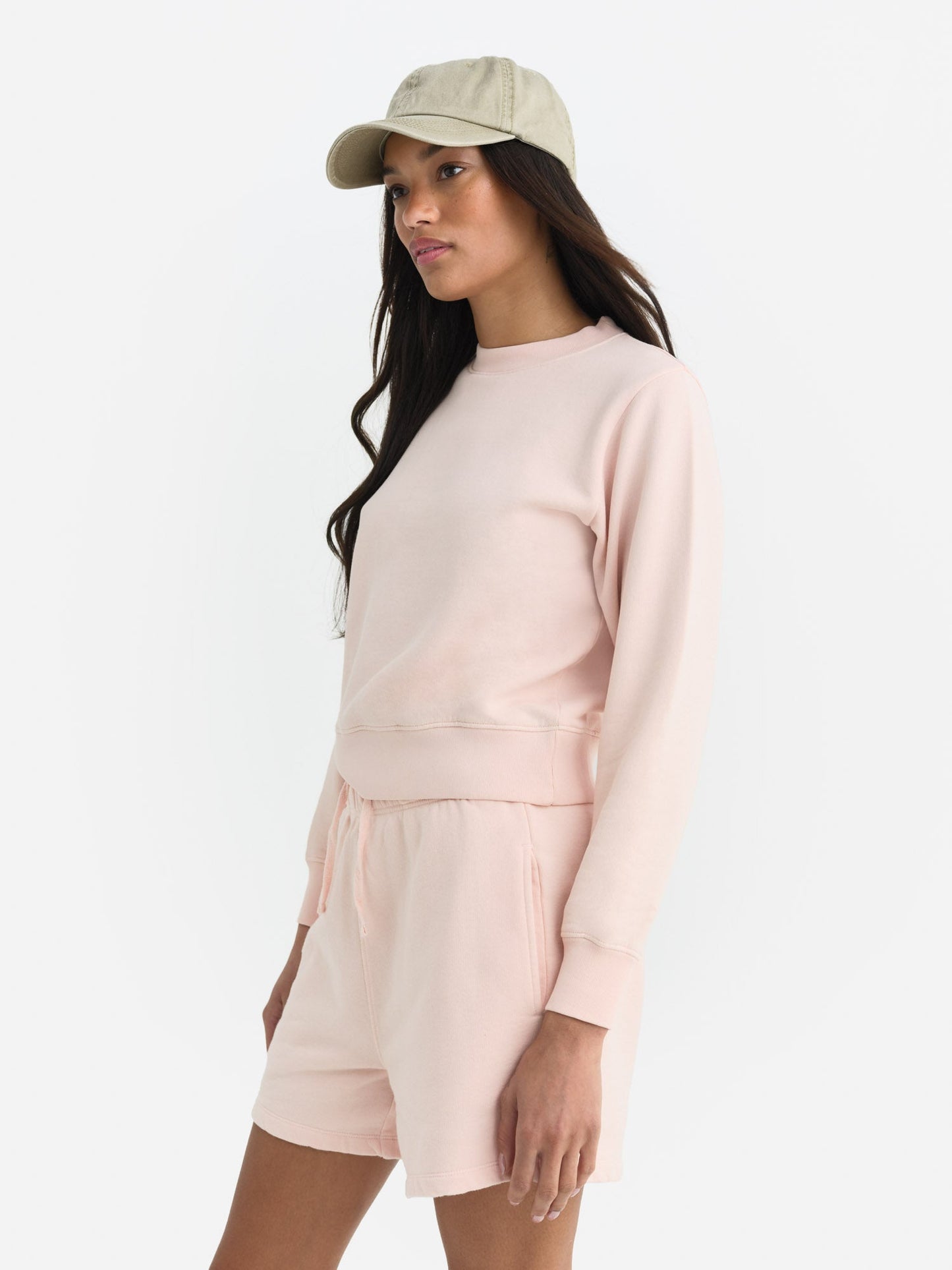 Organic Fleece Shrunken Crew Neck Sweatshirt