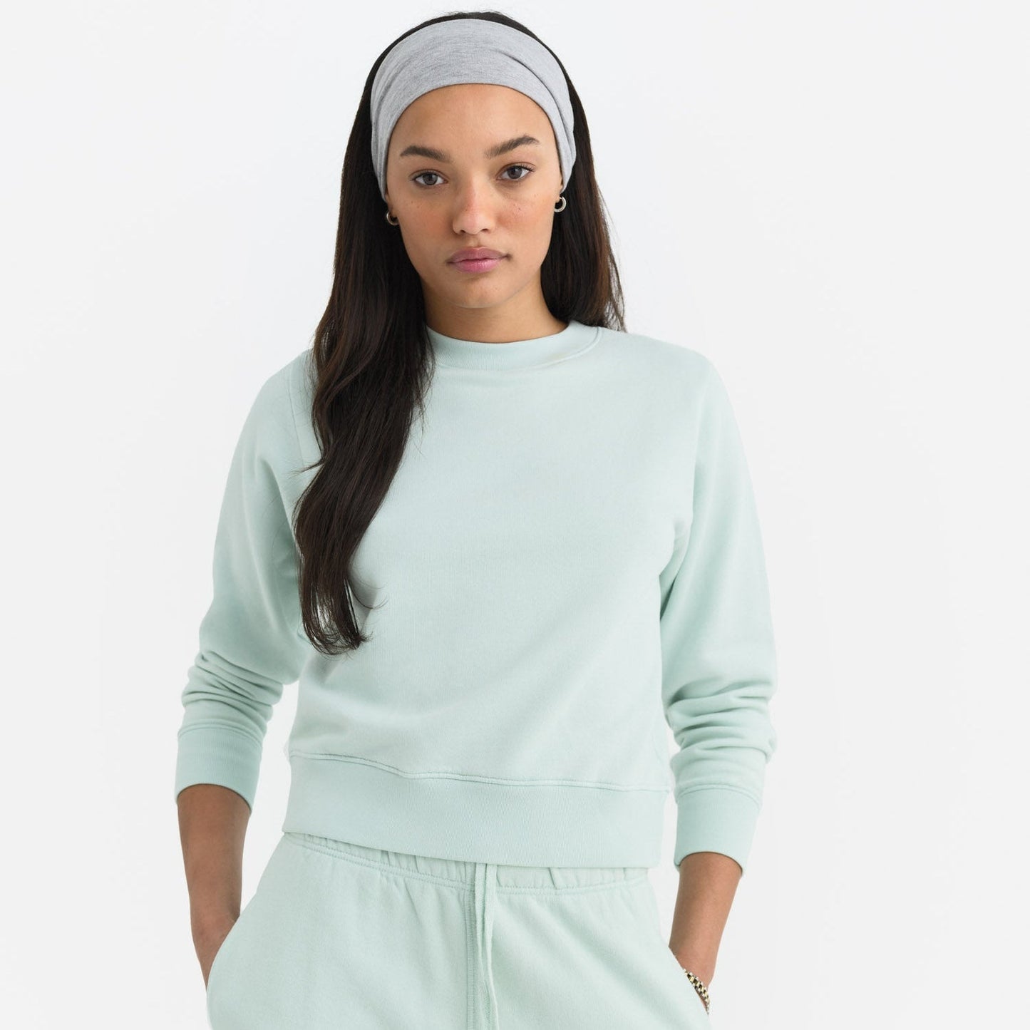 Organic Fleece Shrunken Crew Neck Sweatshirt