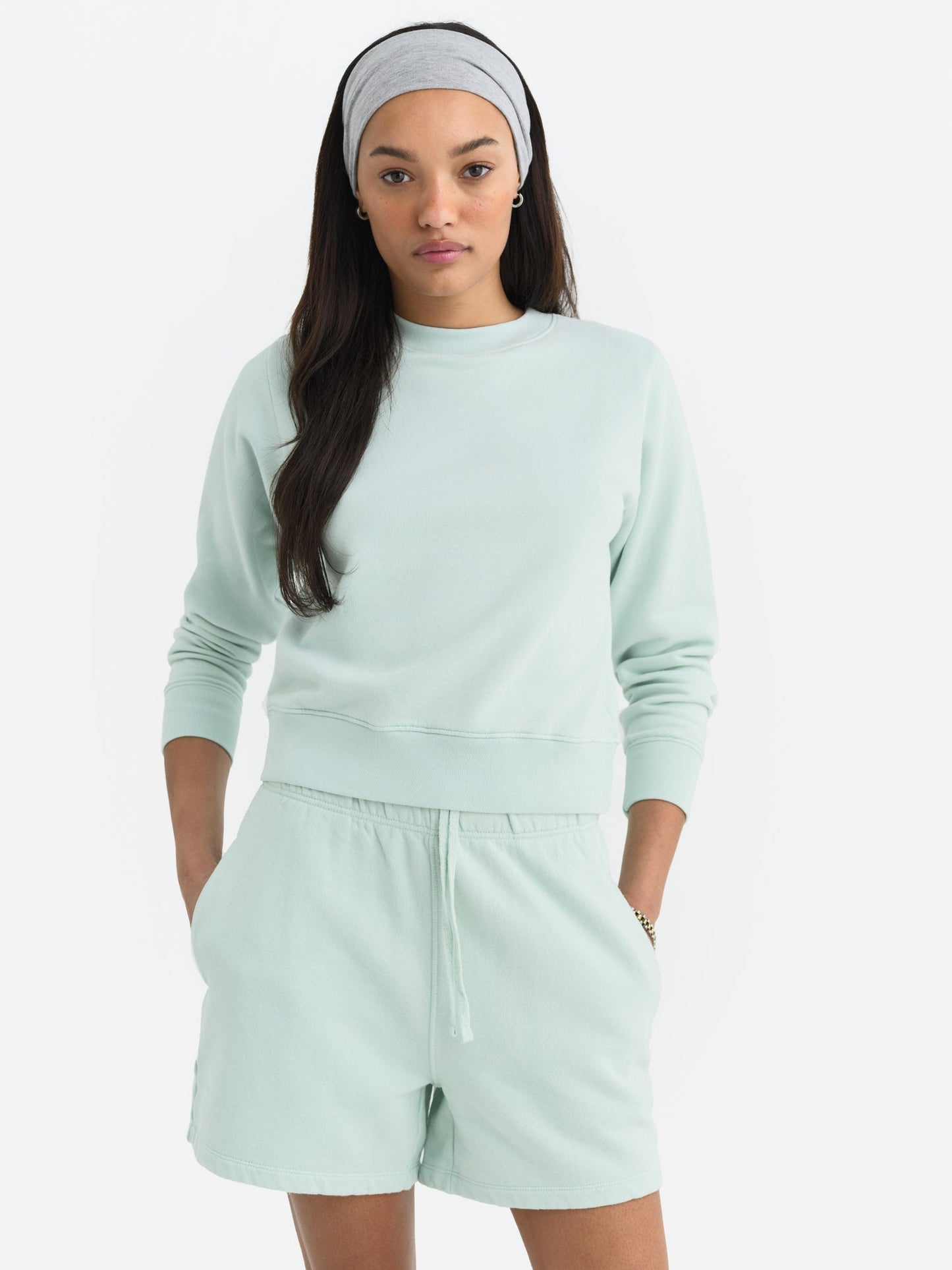 Organic Fleece Shrunken Crew Neck Sweatshirt