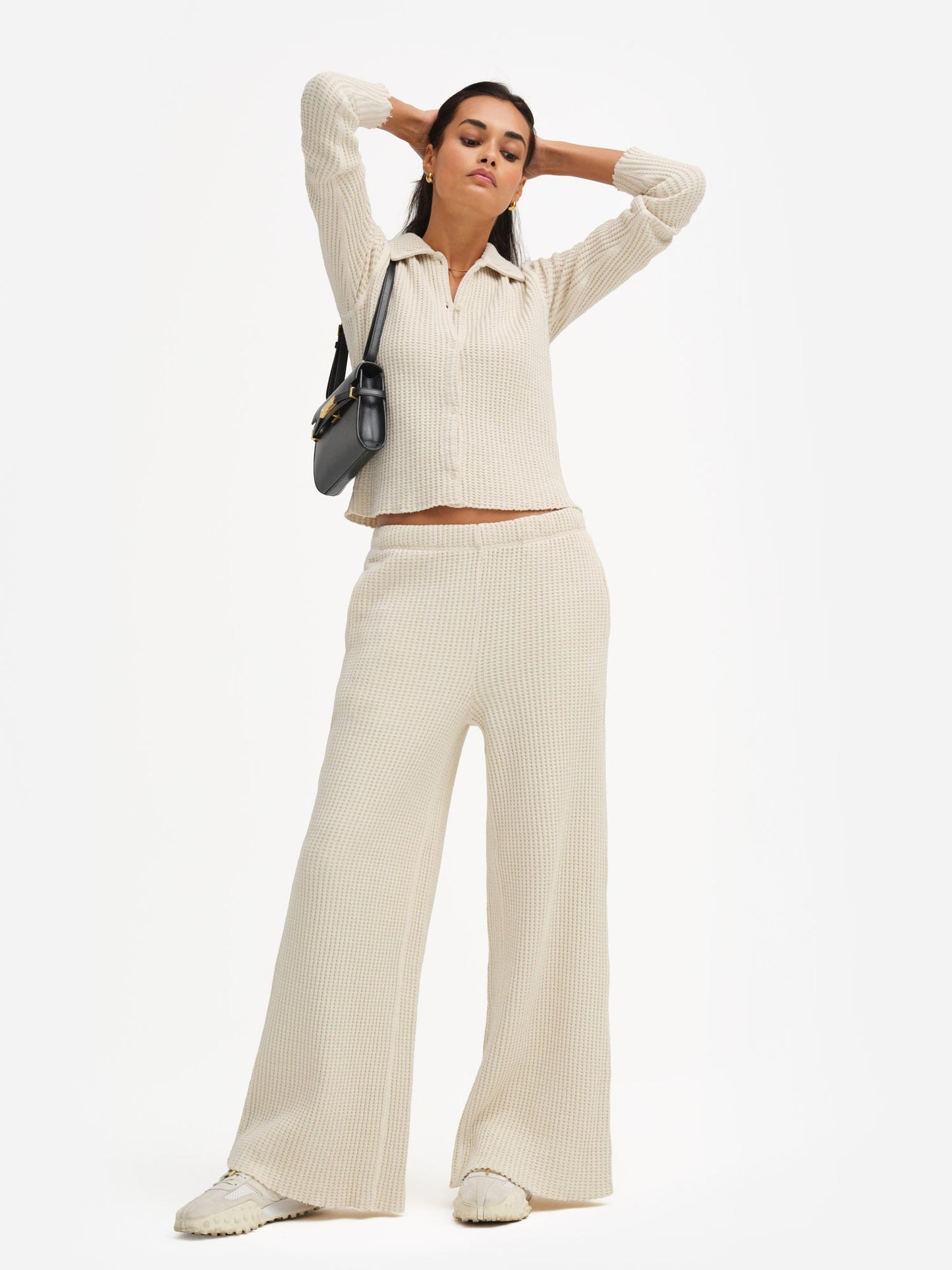 Organic Waffle Wide Leg Sweatpant