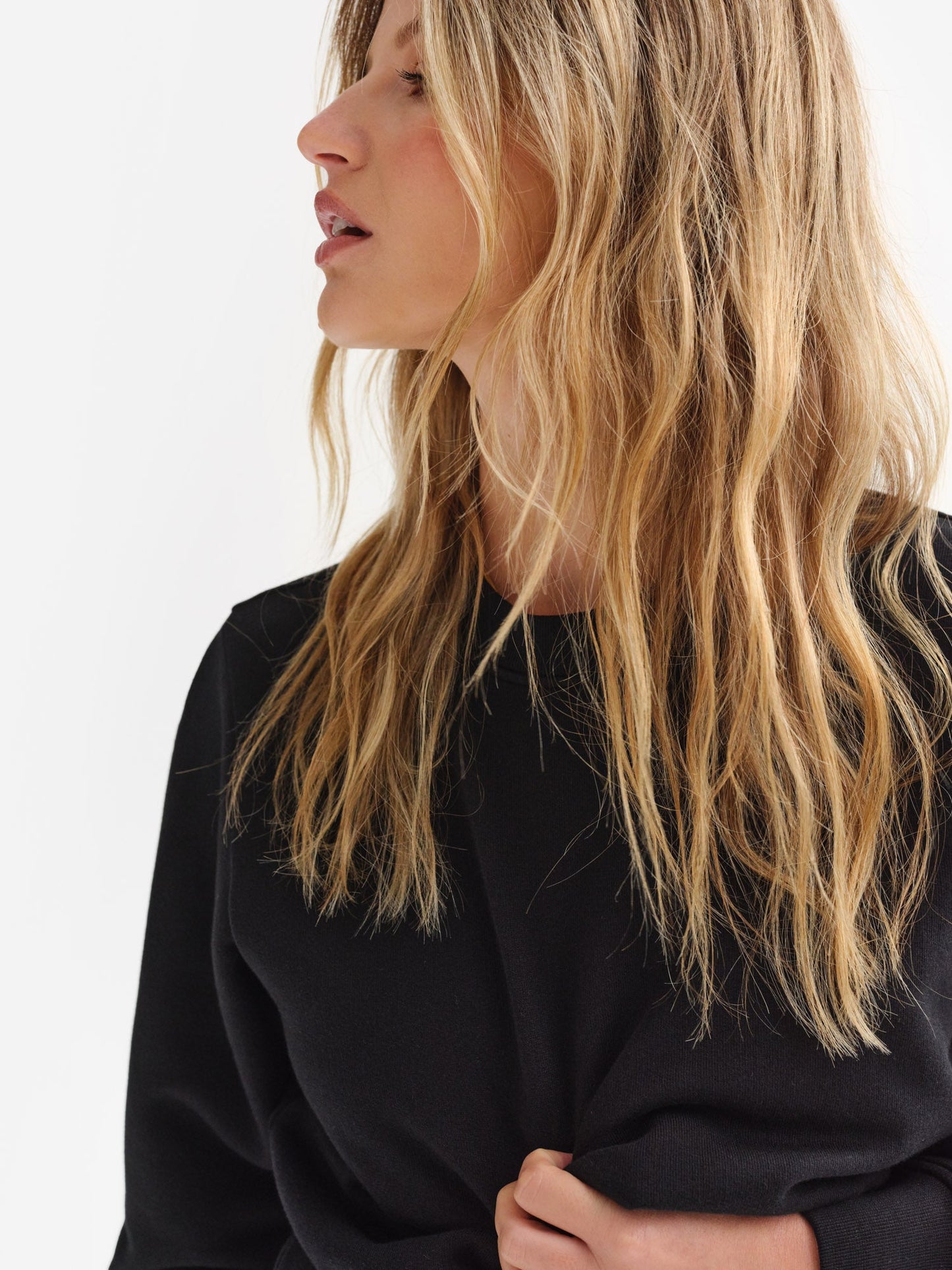 Organic Fleece Shrunken Crew Neck Sweatshirt