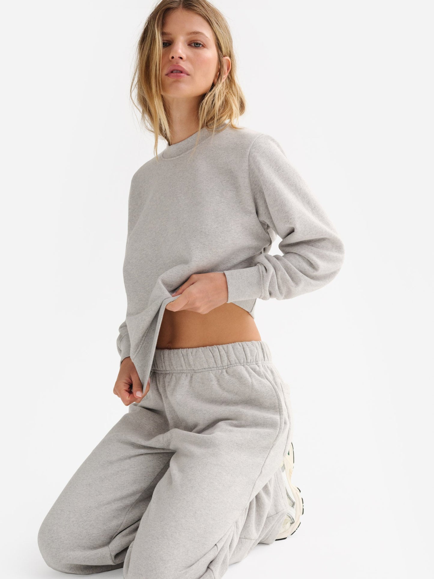 Organic Fleece Shrunken Crew Neck Sweatshirt