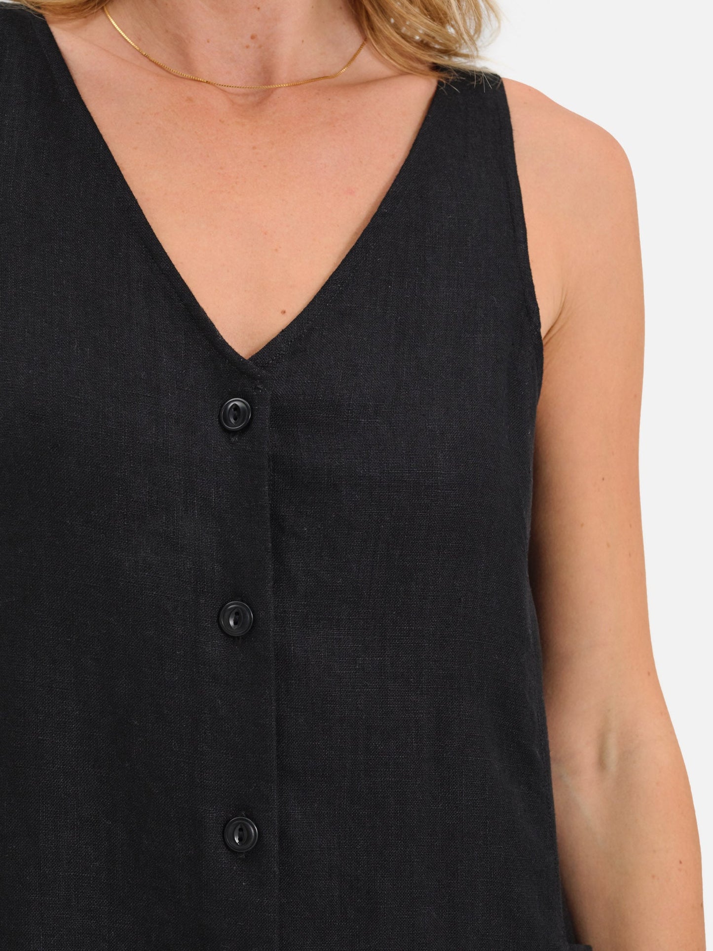 Organic Linen Button Front Dress