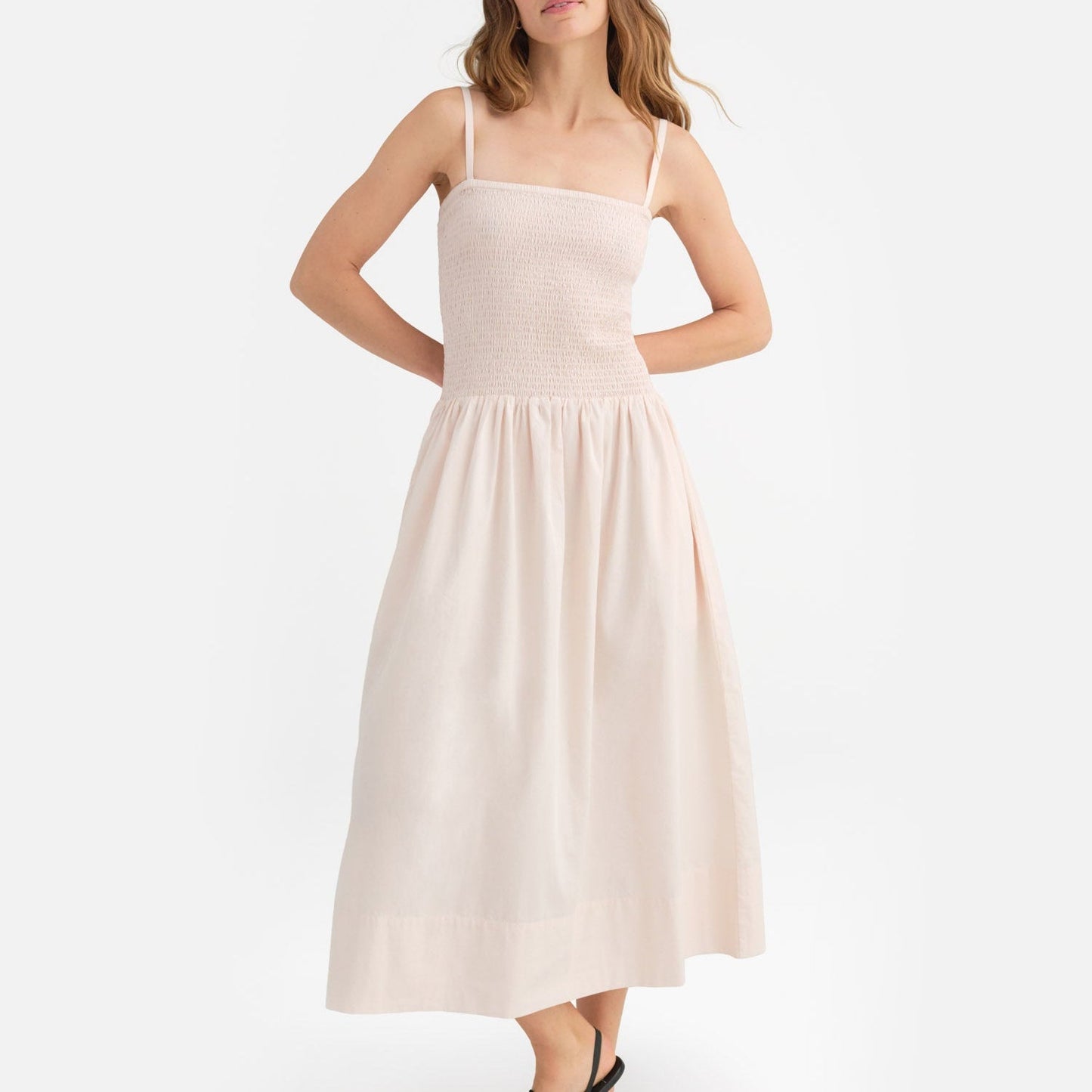 Organic Poplin Smocked Dress