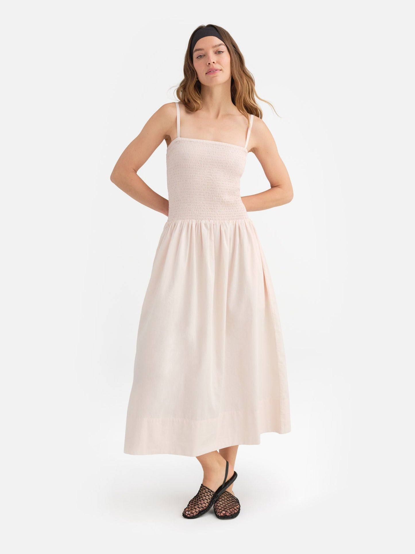 Organic Poplin Smocked Dress