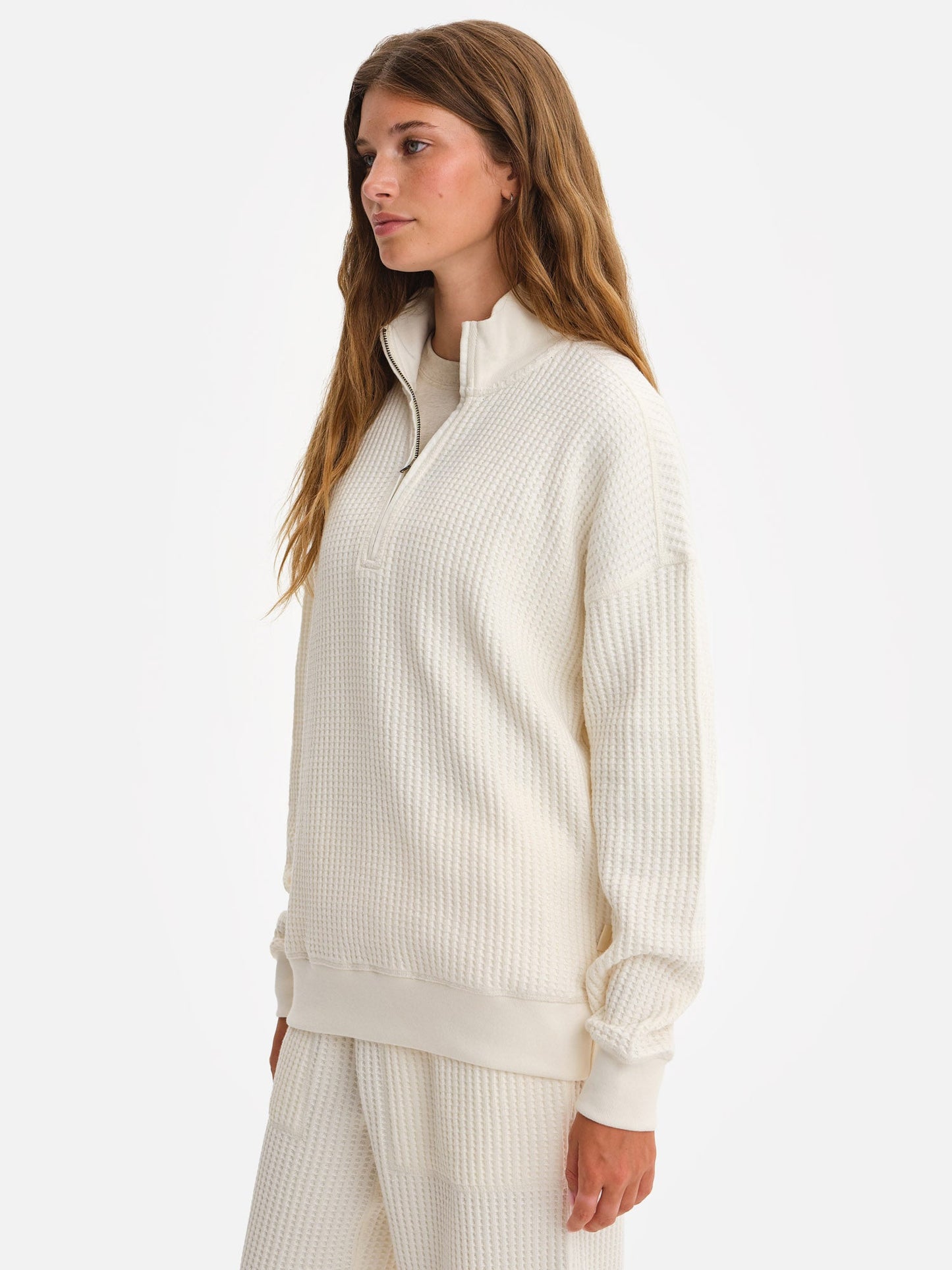 Organic Waffle Collared Half-Zip Sweatshirt
