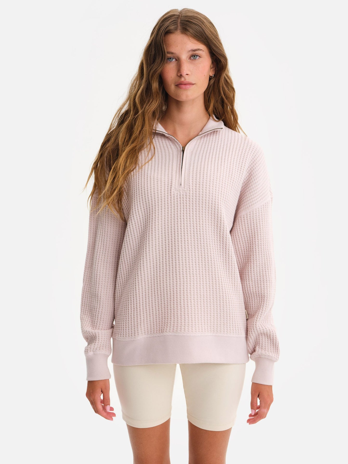 Organic Waffle Collared Half-Zip Sweatshirt