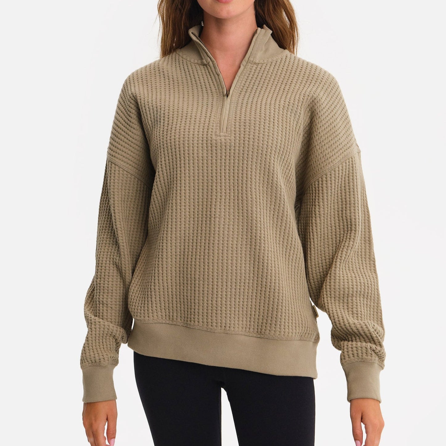 Organic Waffle Collared Half-Zip Sweatshirt