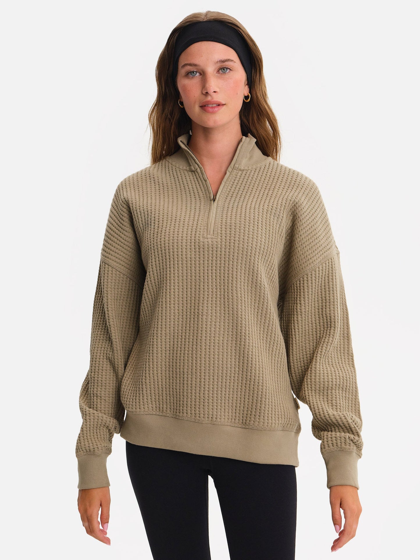 Organic Waffle Collared Half-Zip Sweatshirt