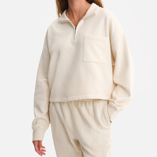 Organic Fleece Cropped Half-Zip Sweatshirt