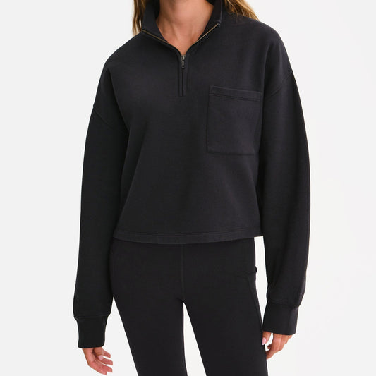 Organic Fleece Cropped Half-Zip Sweatshirt