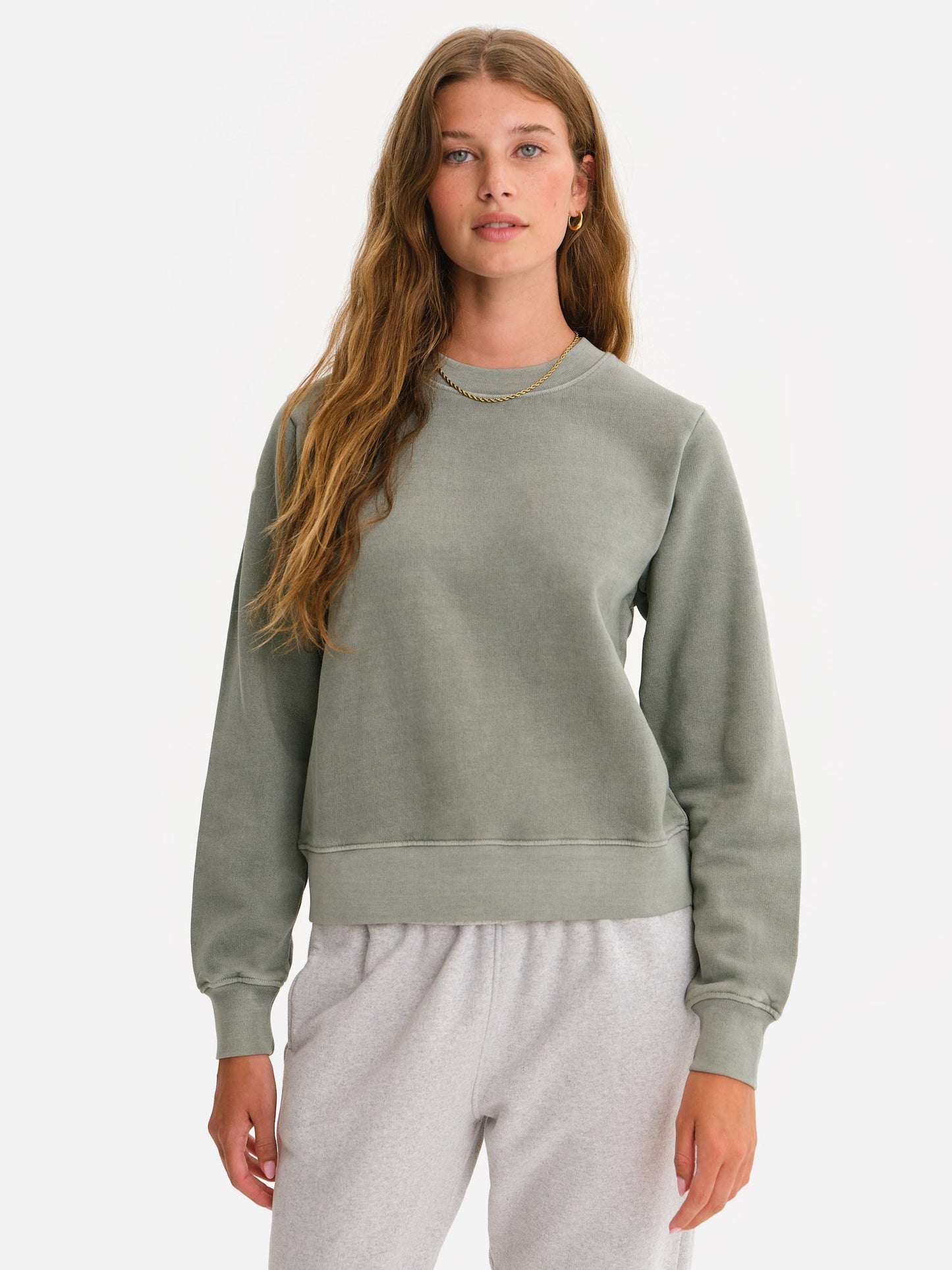 Organic Fleece Shrunken Crew Neck Sweatshirt