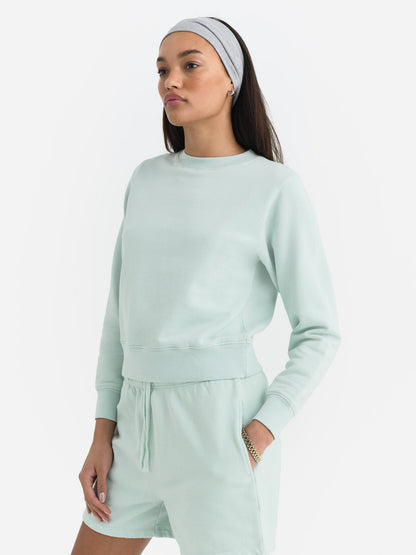 Organic Fleece Shrunken Crew Neck Sweatshirt