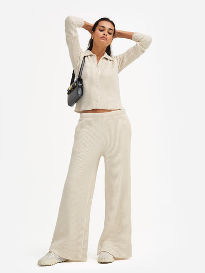 Organic Waffle Wide Leg Sweatpant