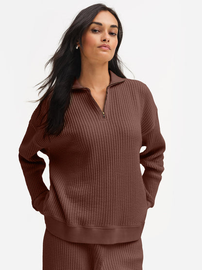 Organic Waffle Collared Half-Zip Sweatshirt