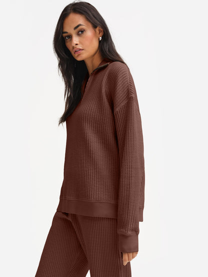 Organic Waffle Collared Half-Zip Sweatshirt