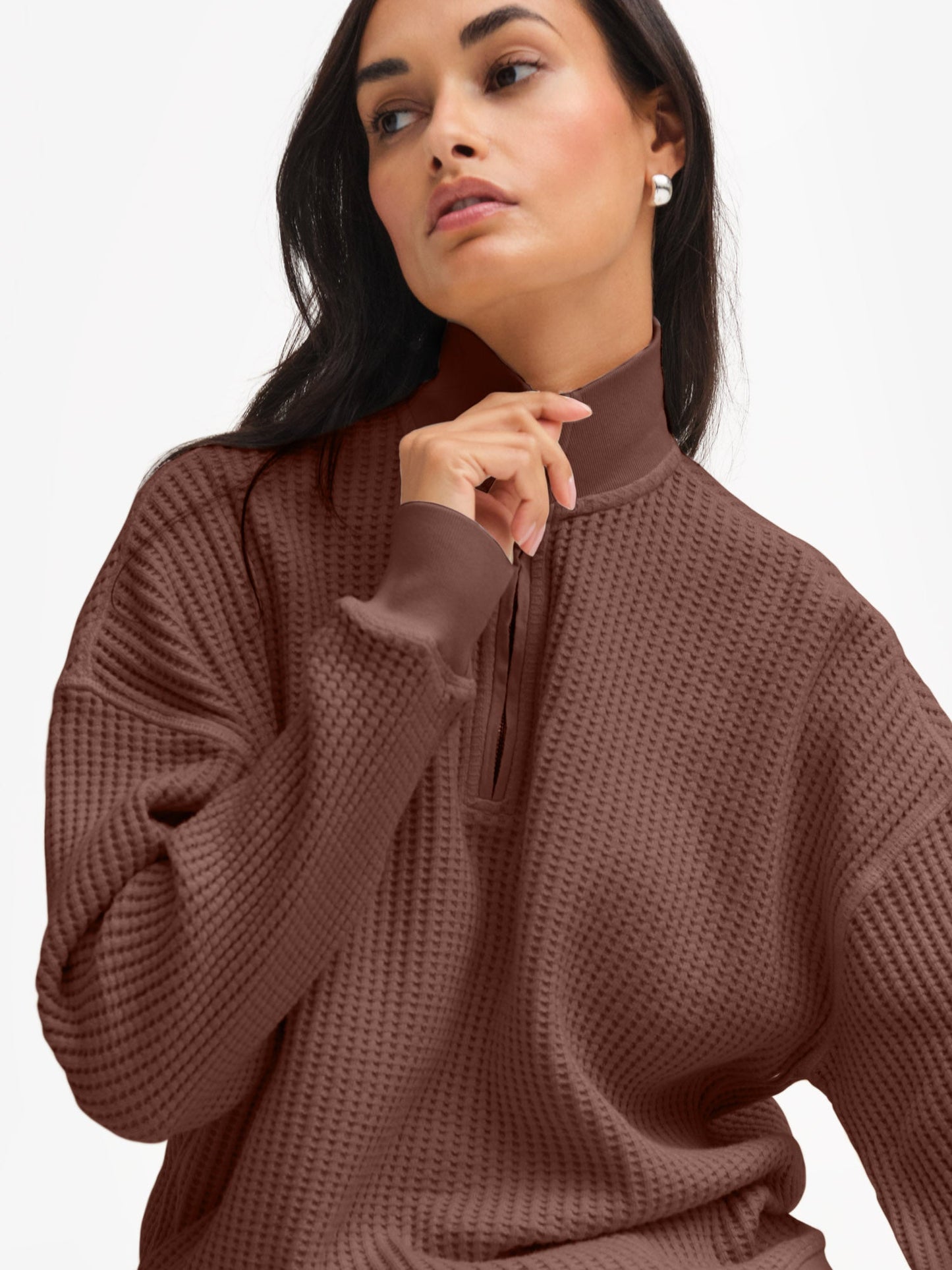 Organic Waffle Collared Half-Zip Sweatshirt