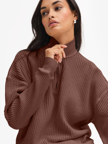 Organic Waffle Collared Half-Zip Sweatshirt