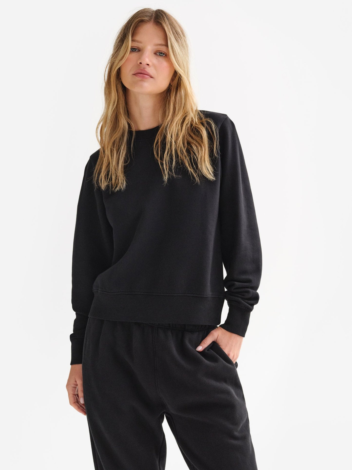 Organic Fleece Shrunken Crew Neck Sweatshirt