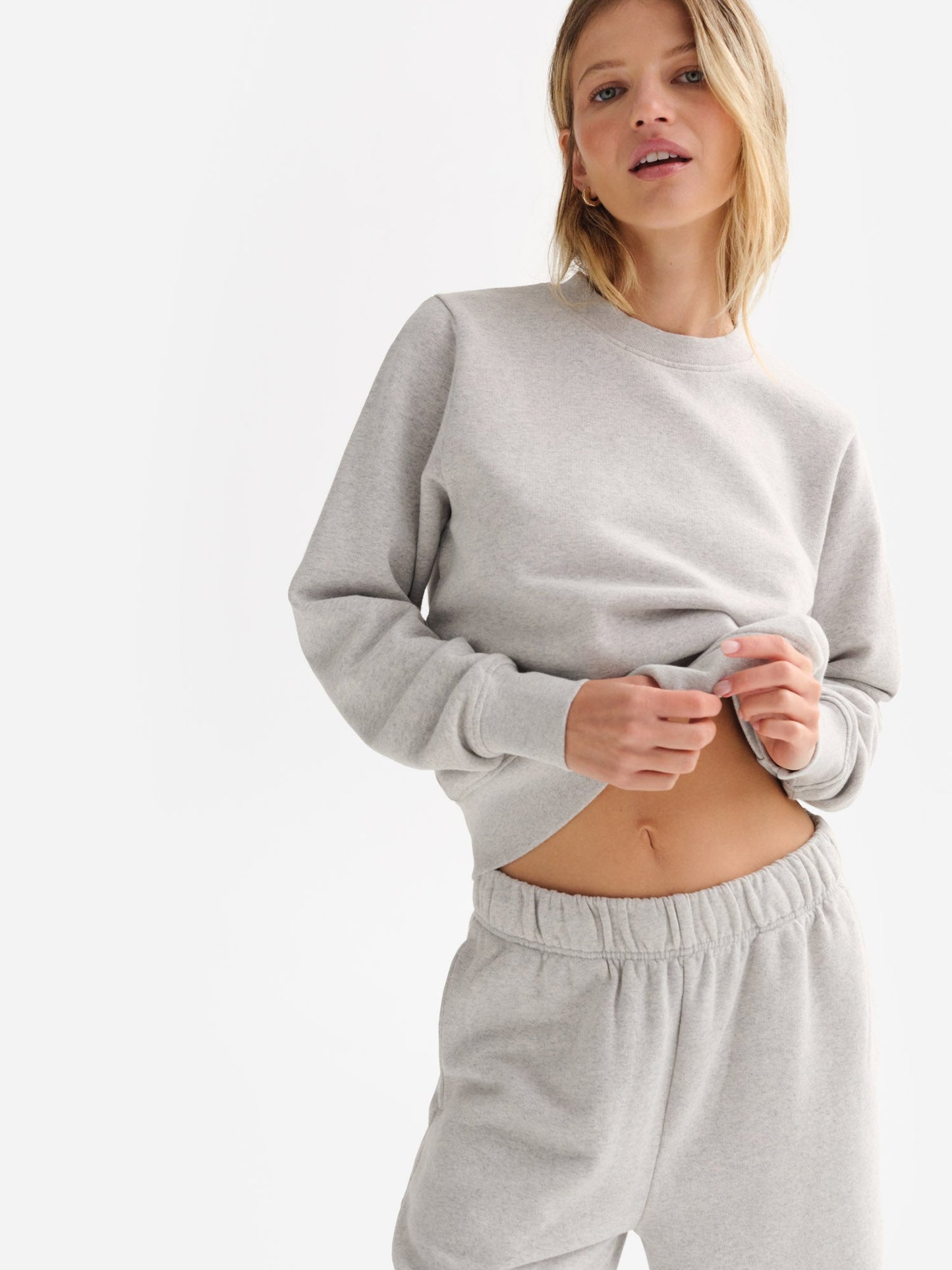 Organic Fleece Shrunken Crew Neck Sweatshirt