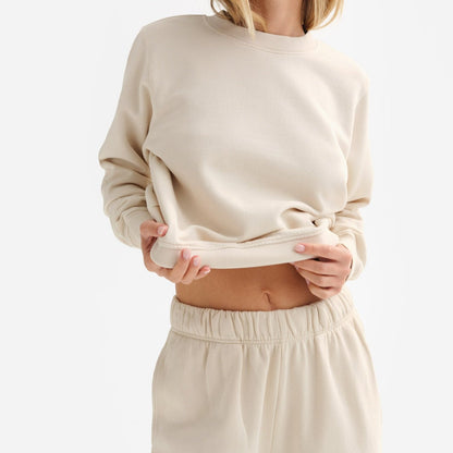 Organic Fleece Shrunken Crew Neck Sweatshirt