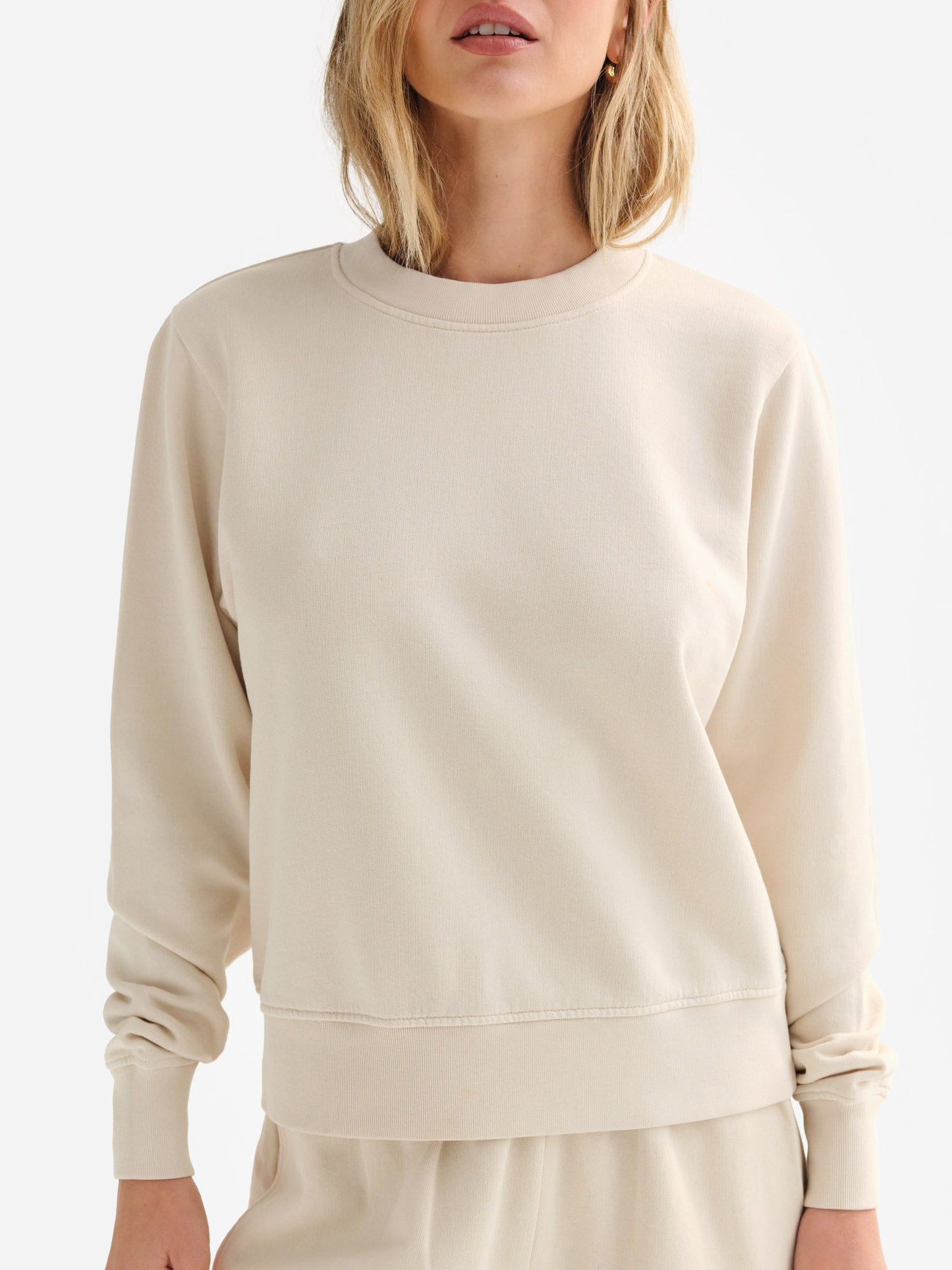 Organic Fleece Shrunken Crew Neck Sweatshirt