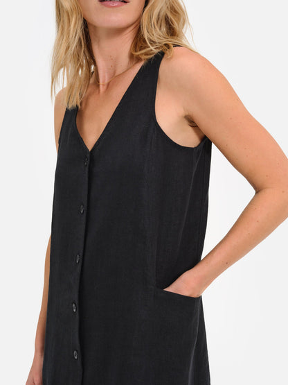 Organic Linen Button Front Dress