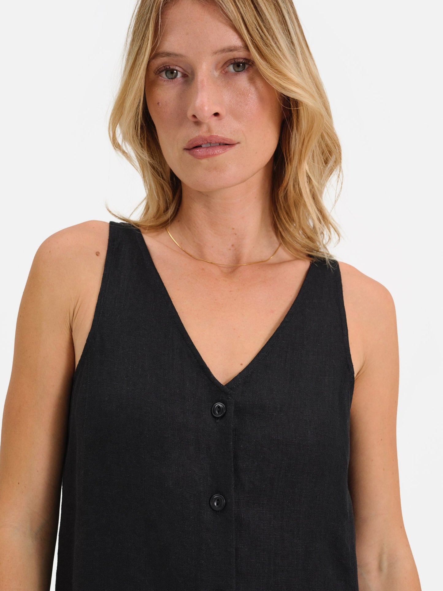 Organic Linen Button Front Dress