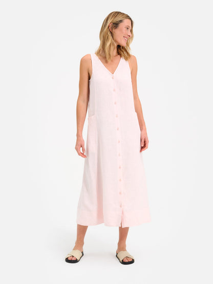Organic Linen Button Front Dress