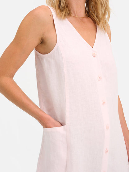 Organic Linen Button Front Dress