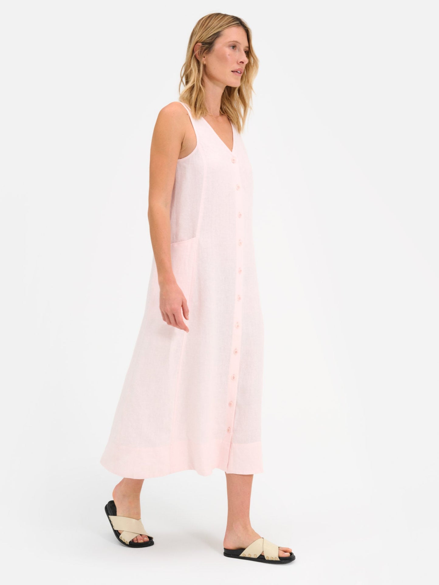 Organic Linen Button Front Dress