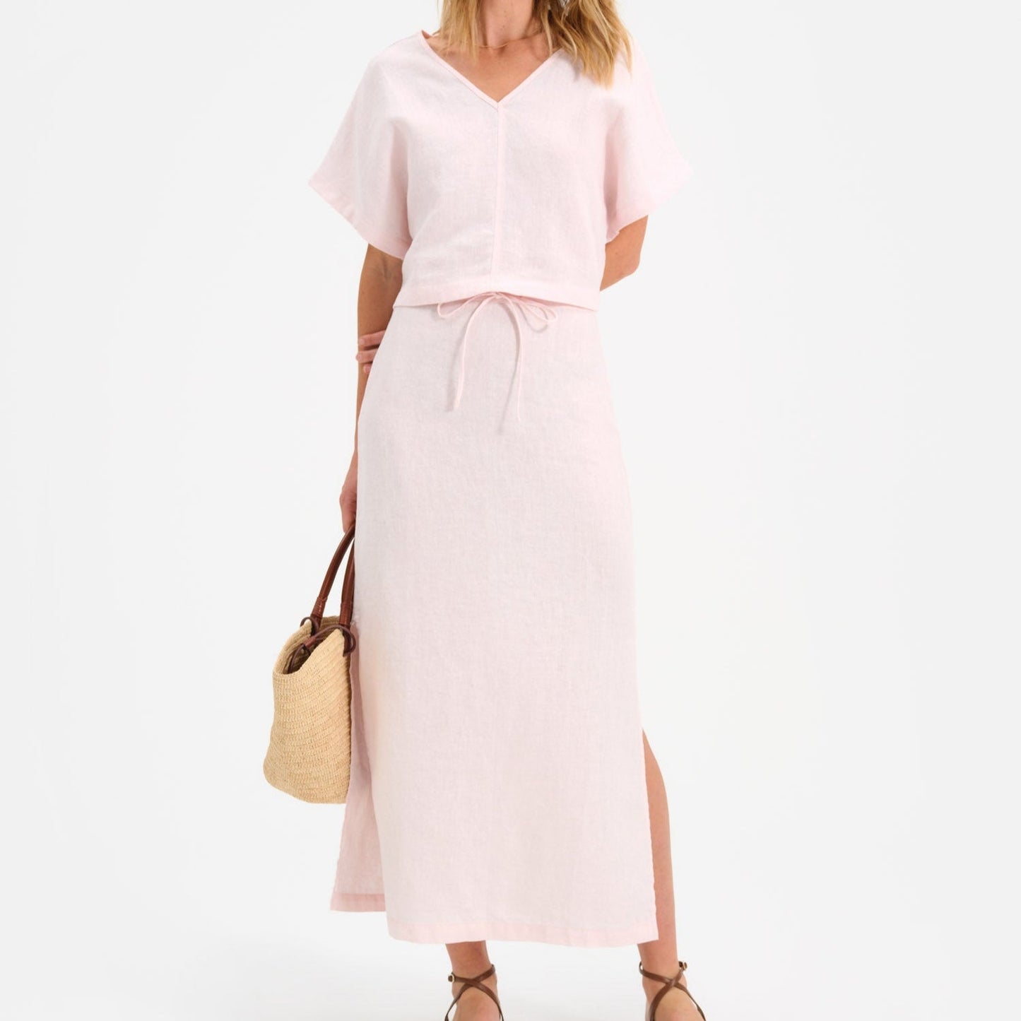 Organic Linen Midi Skirt