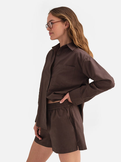 Organic Poplin Long Sleeve Button Down