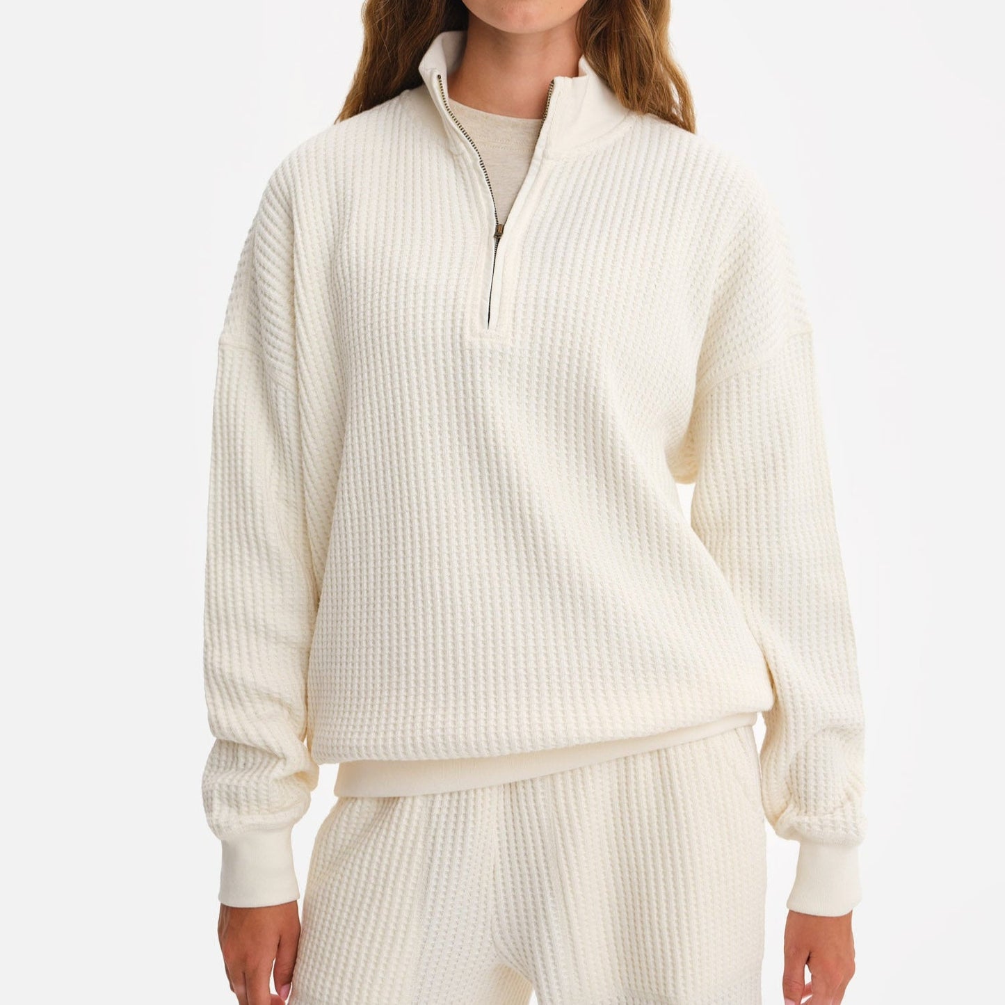 Organic Waffle Collared Half-Zip Sweatshirt