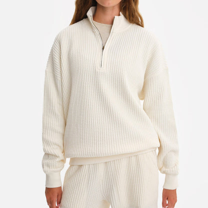 Organic Waffle Collared Half-Zip Sweatshirt