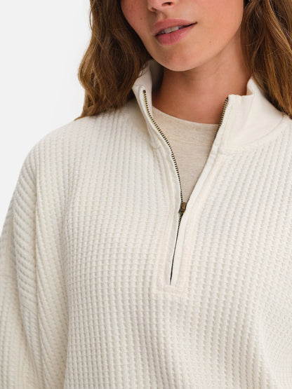 Organic Waffle Collared Half-Zip Sweatshirt