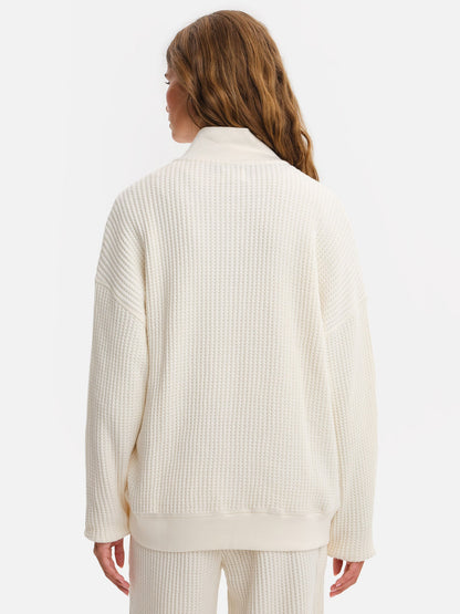 Organic Waffle Collared Half-Zip Sweatshirt