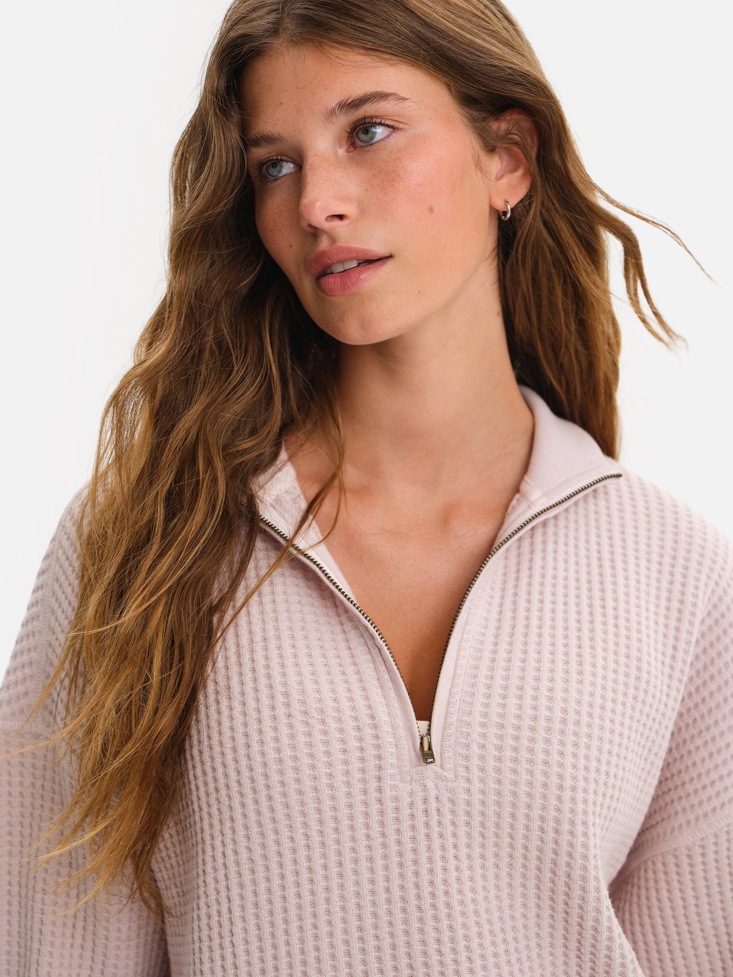 Organic Waffle Collared Half-Zip Sweatshirt