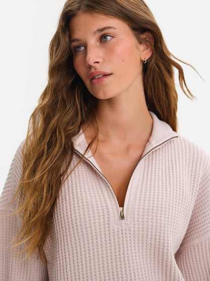 Organic Waffle Collared Half-Zip Sweatshirt