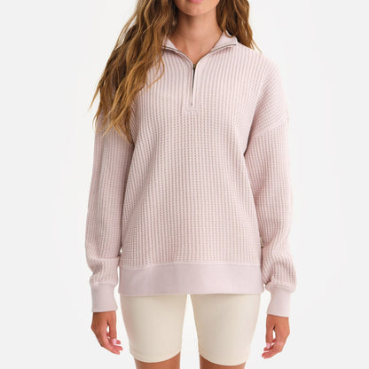 Organic Waffle Collared Half-Zip Sweatshirt