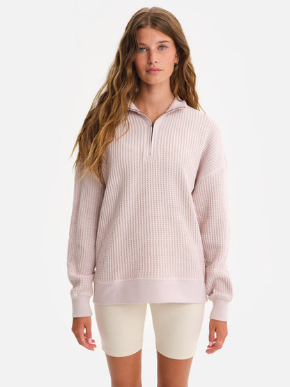 Organic Waffle Collared Half-Zip Sweatshirt