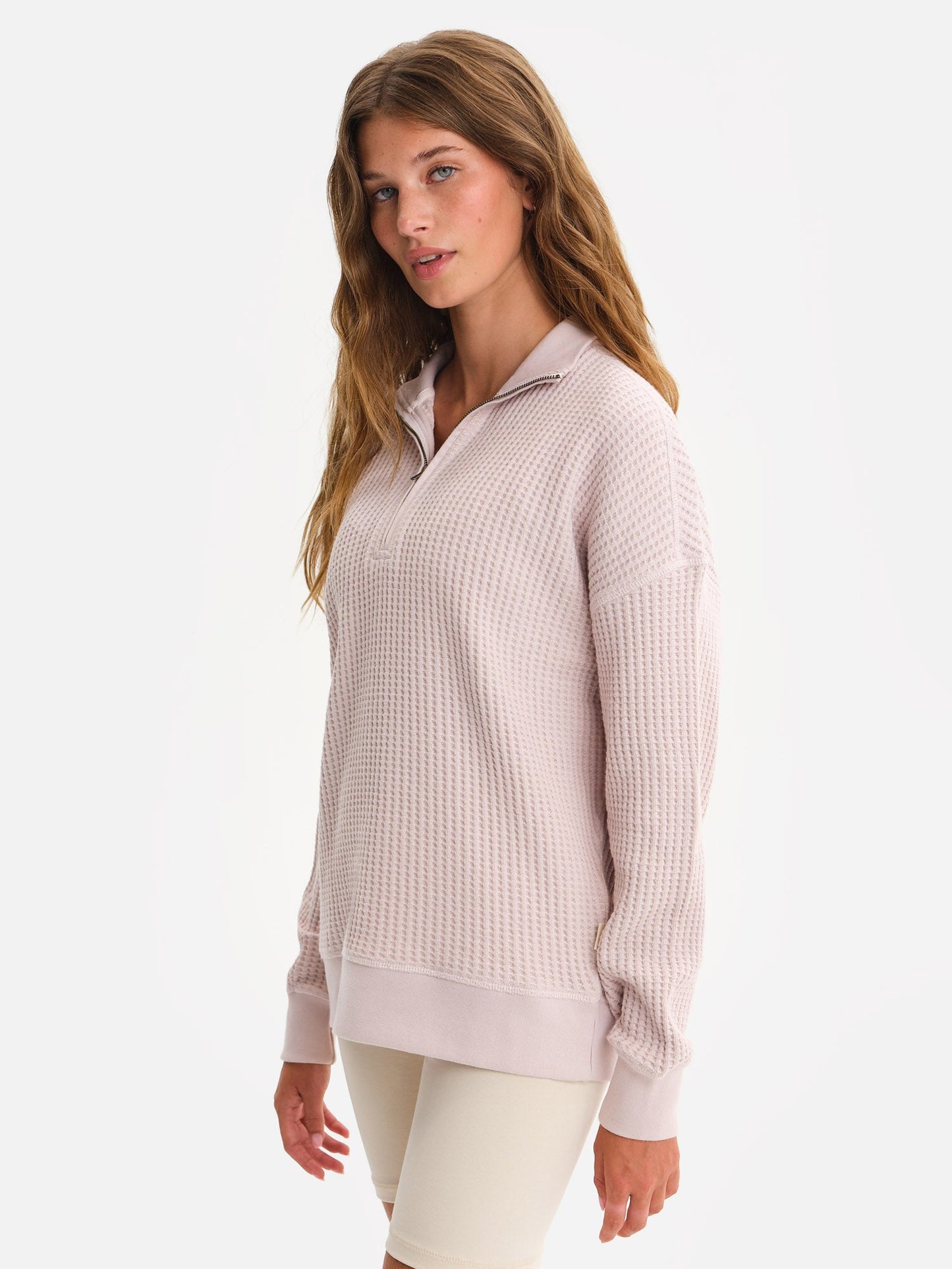 Organic Waffle Collared Half-Zip Sweatshirt