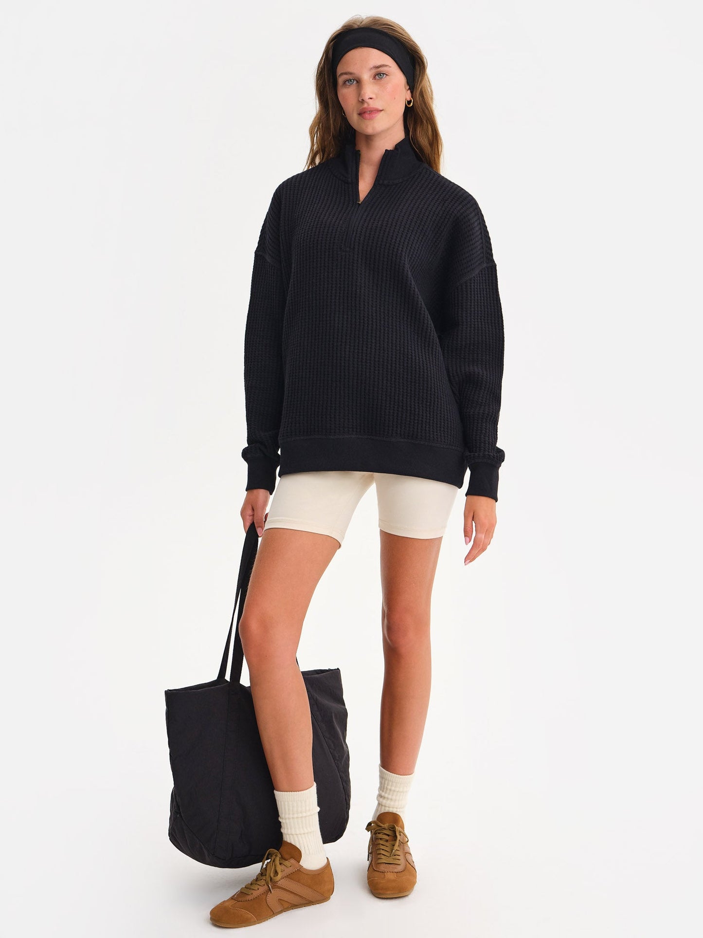 Organic Waffle Collared Half-Zip Sweatshirt