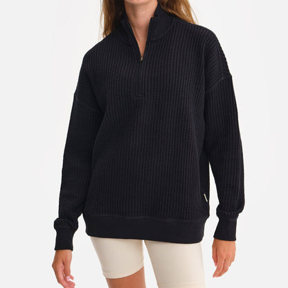 Organic Waffle Collared Half-Zip Sweatshirt
