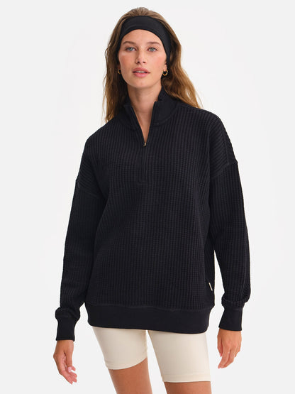 Organic Waffle Collared Half-Zip Sweatshirt