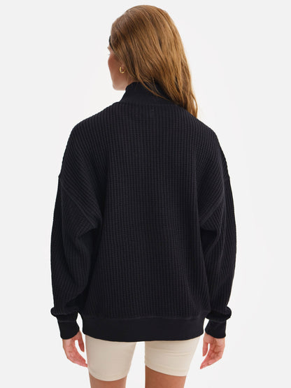 Organic Waffle Collared Half-Zip Sweatshirt