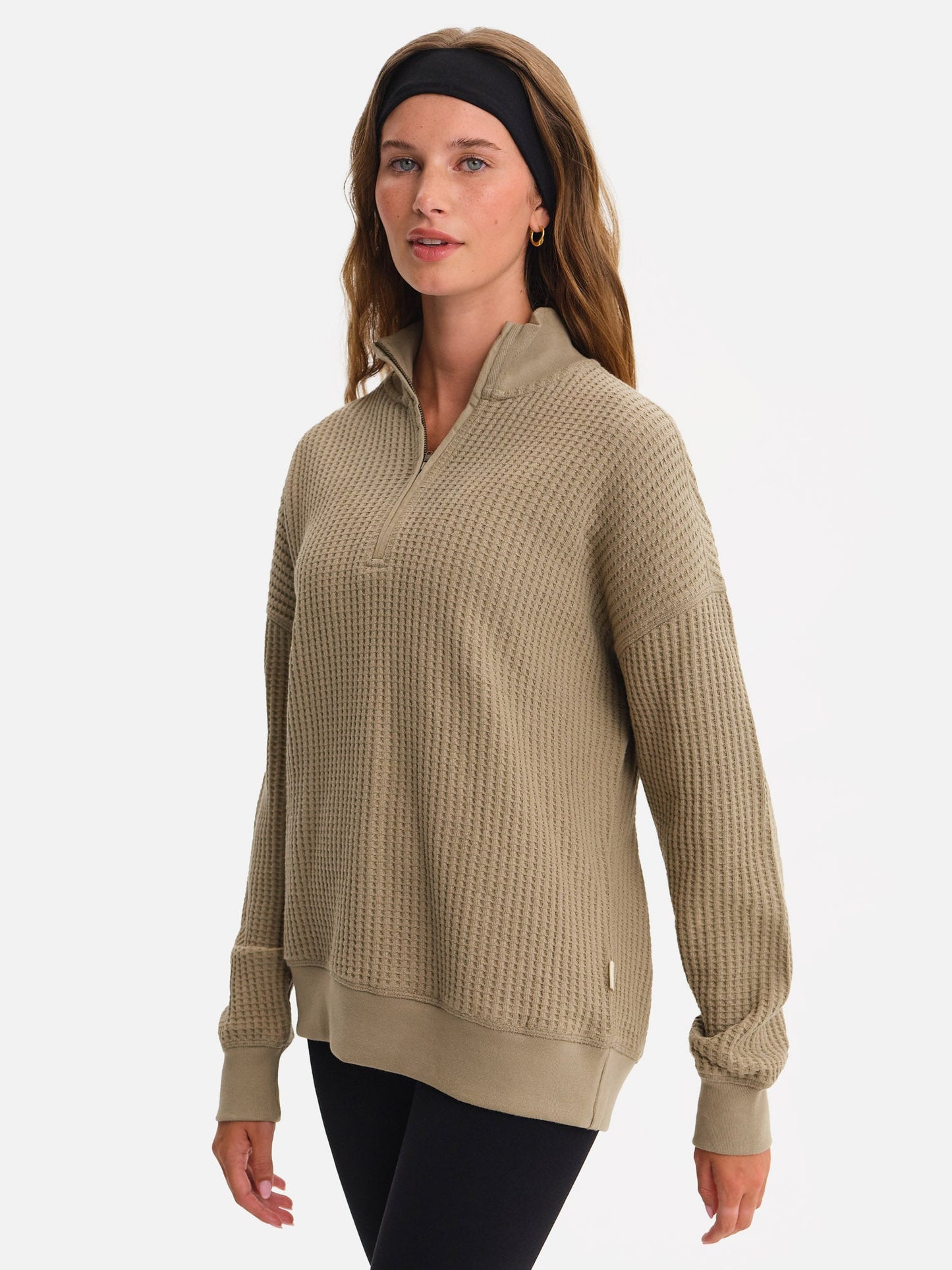 Organic Waffle Collared Half-Zip Sweatshirt