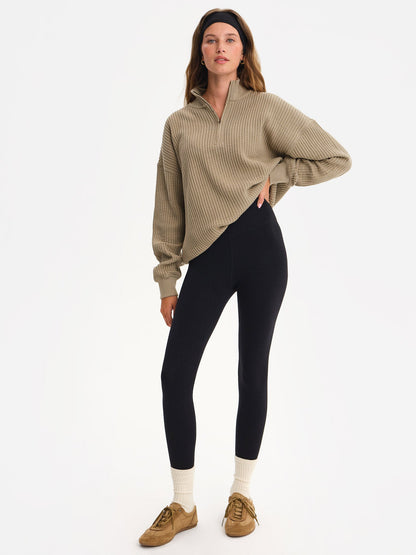 Organic Waffle Collared Half-Zip Sweatshirt