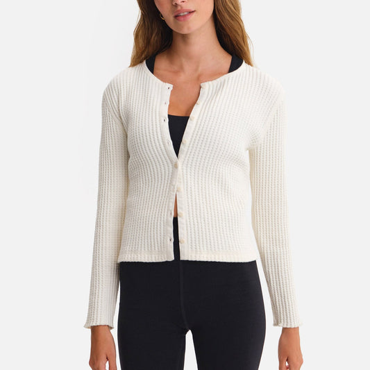 Organic Waffle Crew Cardigan