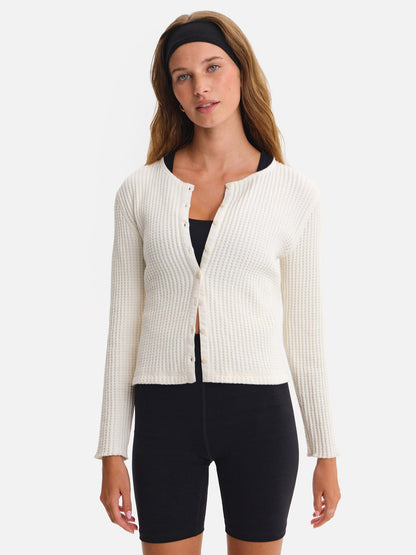 Organic Waffle Crew Cardigan